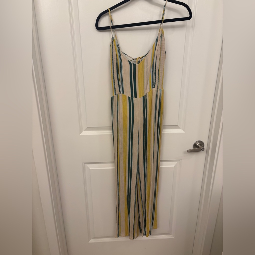 Striped Jumpsuit with Yellow and Green Accents